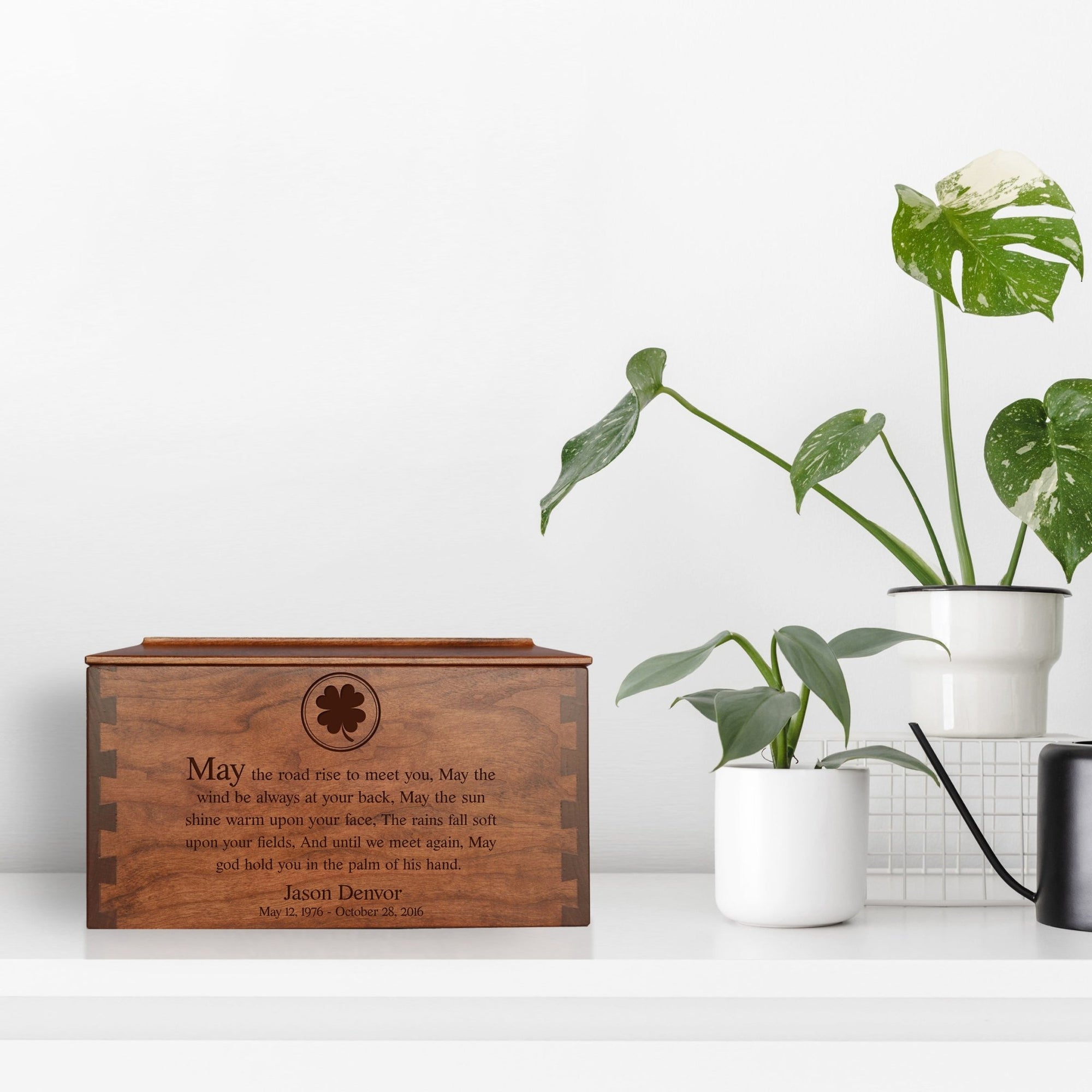 Custom Wooden Cremation Urn Box Large for Human Ashes holds 291 cu in May The Road - LifeSong Milestones