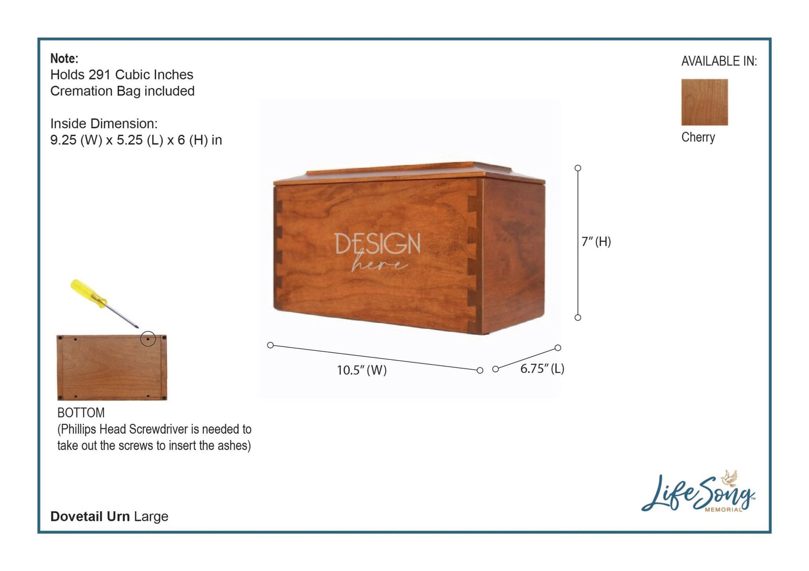 Custom Wooden Cremation Urn Box Large for Human Ashes holds 291 cu in Te Sostuve Por Cada - LifeSong Milestones