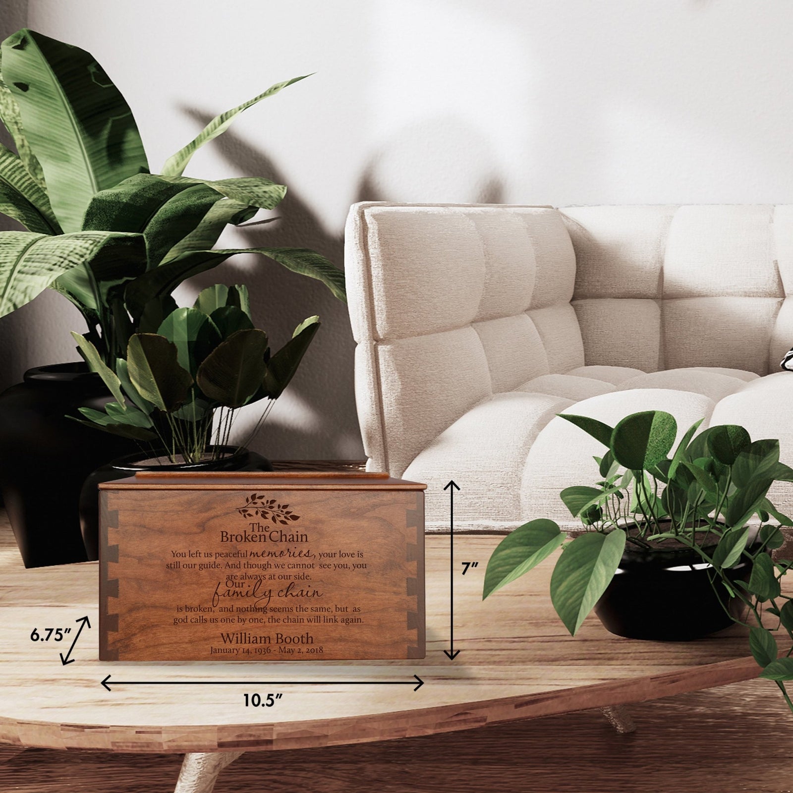 Custom Wooden Dovetail Cremation Urn for Human Ashes