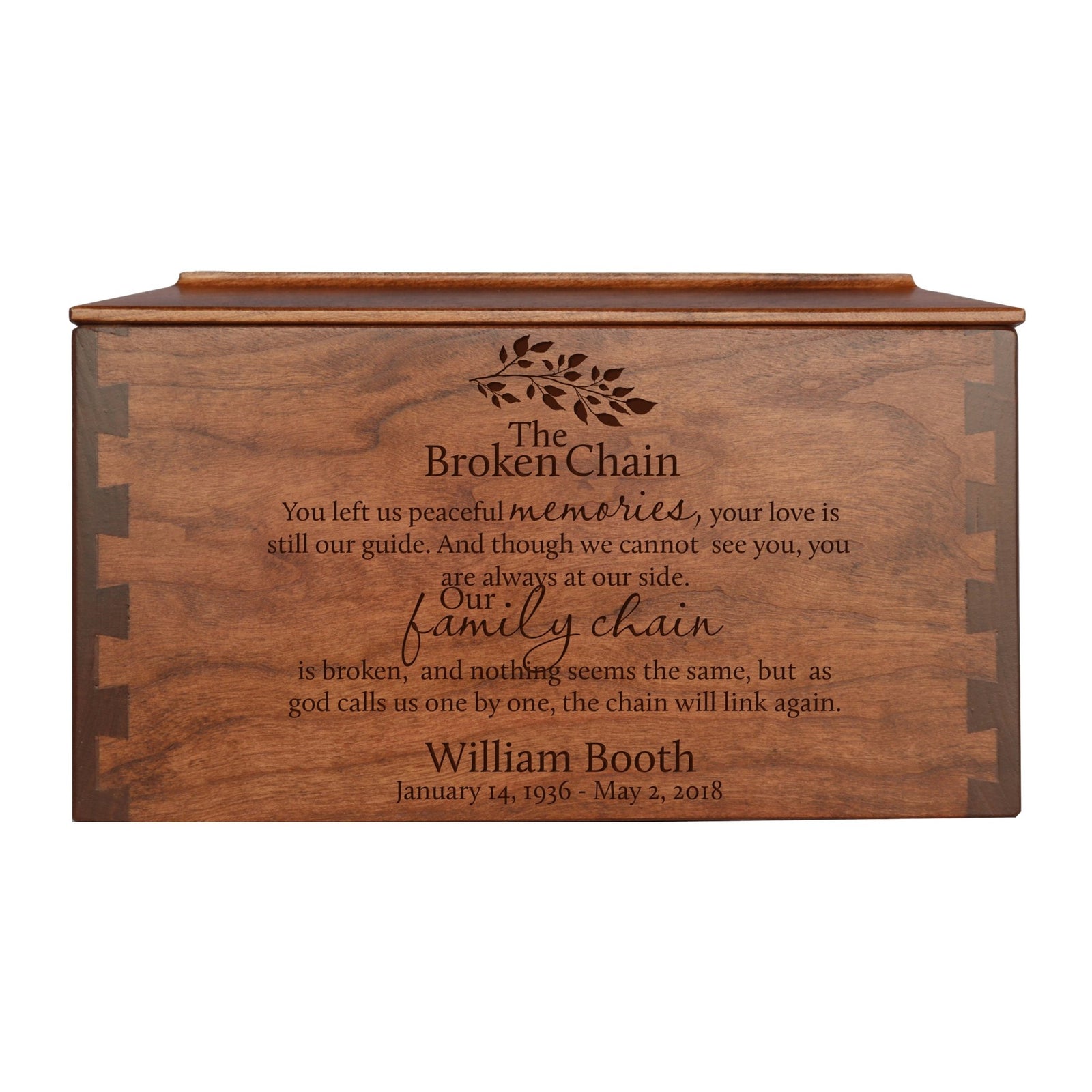 Custom Wooden Dovetail Cremation Urn for Human Ashes