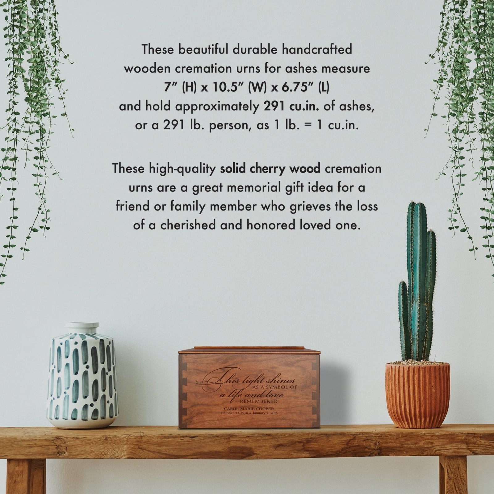 Custom Engraved Large Memorial Dovetail Urn Box for Cherished Memories 