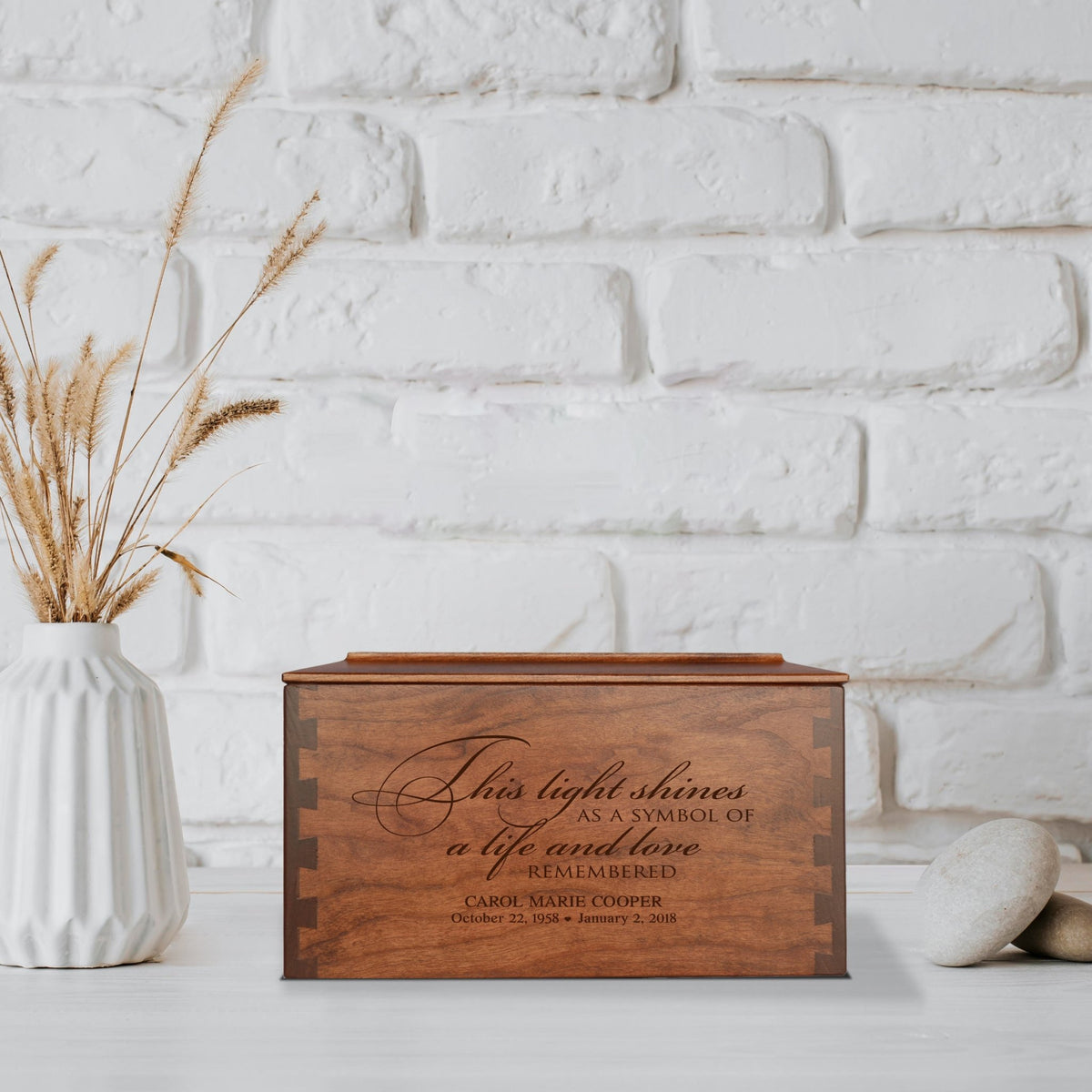 Custom Engraved Large Dovetail Keepsake Urn Box for Adult Ashes 