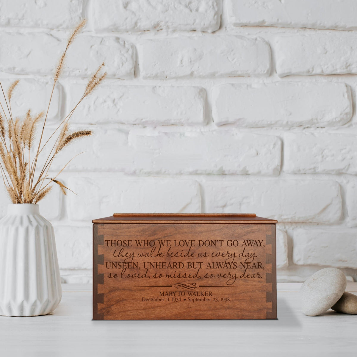 Custom Wooden Cremation Urn Box Large for Human Ashes holds 291 cu in Those Who We Love - LifeSong Milestones