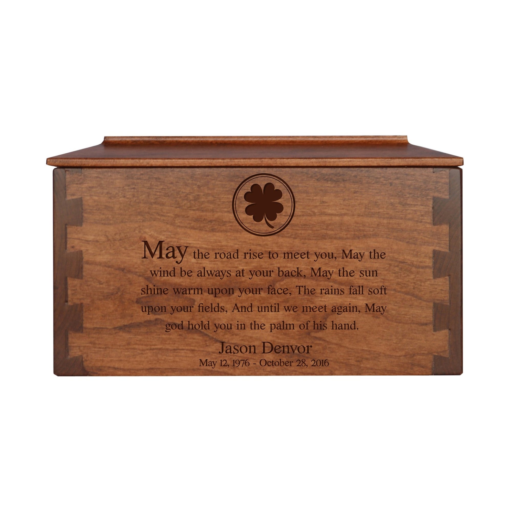 Custom Wooden Cremation Urn Box Medium for Human Ashes holds 146 cu in May The Road - LifeSong Milestones