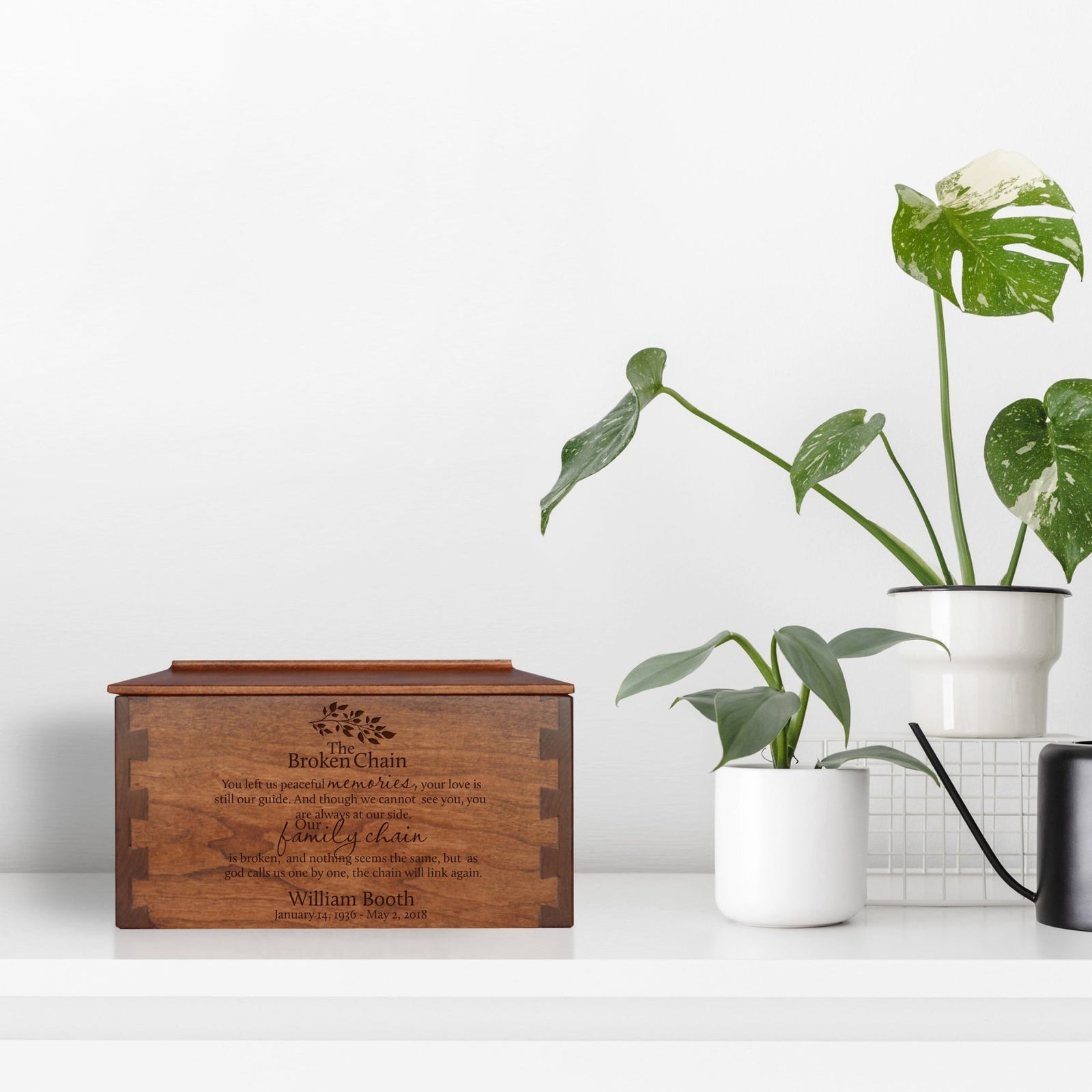 Custom Wooden Cremation Urn Box Medium for Human Ashes holds 146 cu in The Broken Chain 2 - LifeSong Milestones