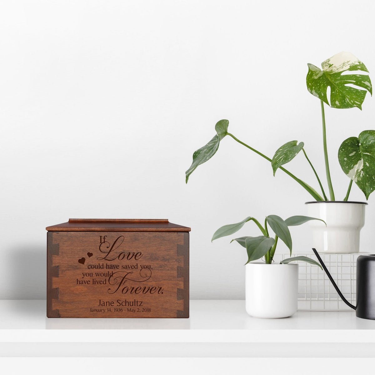 Custom Wooden Cremation Urn Box Small for Human Ashes holds 68 cu in If Love Could Have - LifeSong Milestones