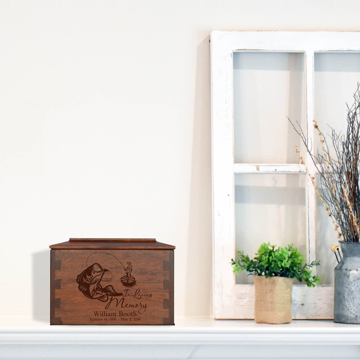 Custom Wooden Cremation Urn Box Small for Human Ashes holds 68 cu in In Loving Memory - LifeSong Milestones