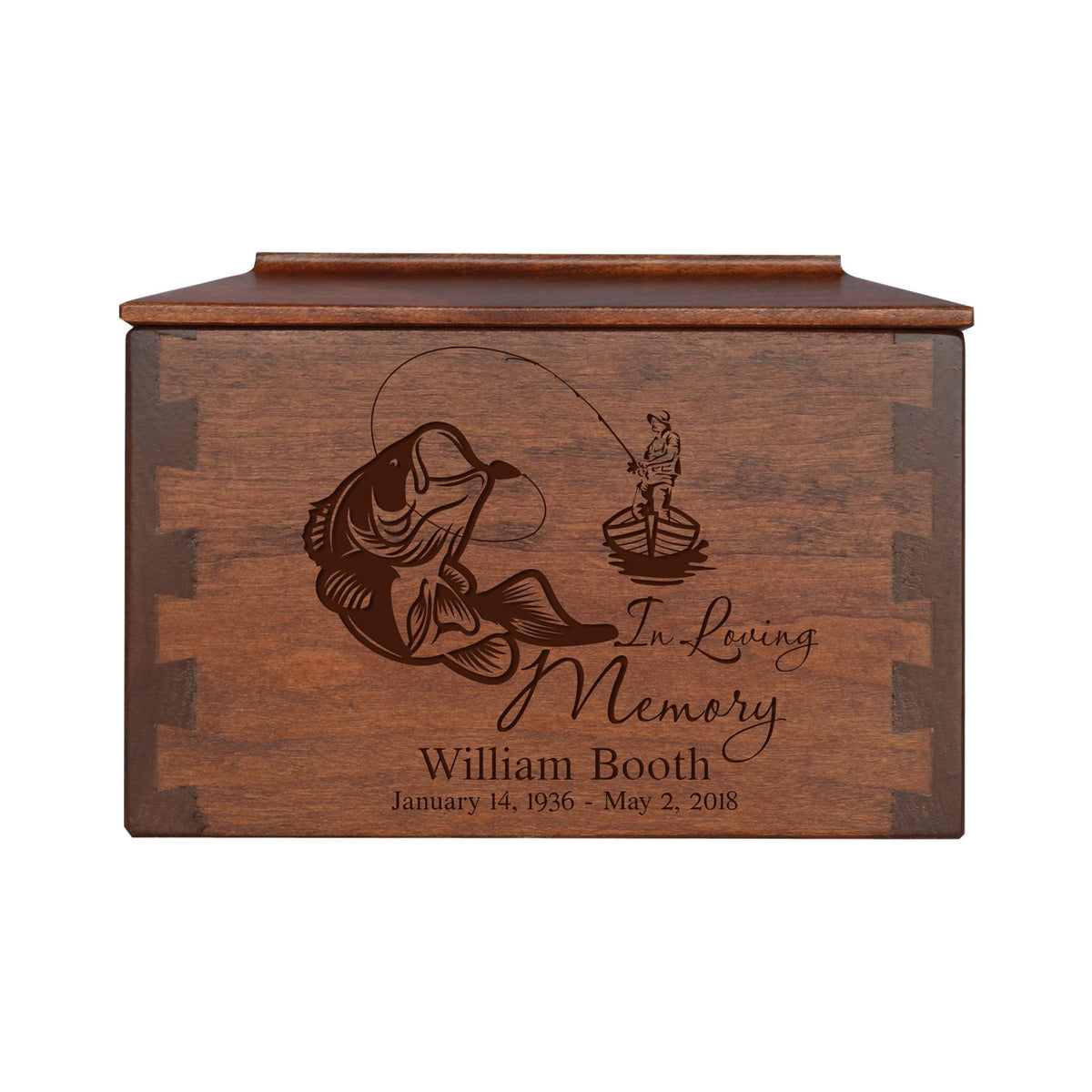 Custom Wooden Cremation Urn Box Small for Human Ashes holds 68 cu in In Loving Memory - LifeSong Milestones
