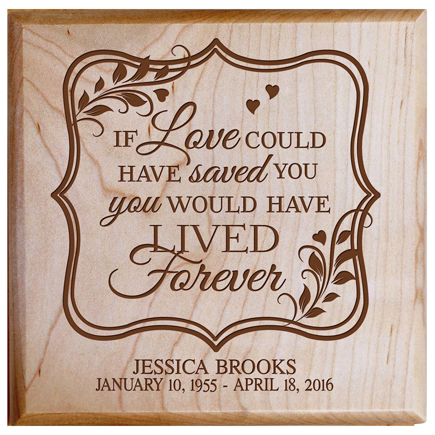 Custom Wooden Cremation Urn for Human Ashes 5.5 x 5.5 If Love - LifeSong Milestones