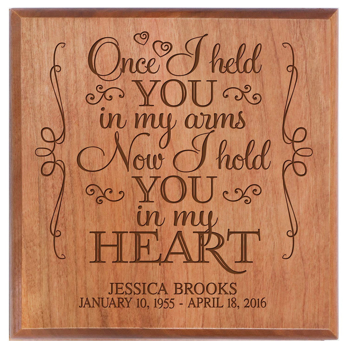Custom Wooden Cremation Urn for Human Ashes 5.5 x 5.5 Once I Held You - LifeSong Milestones