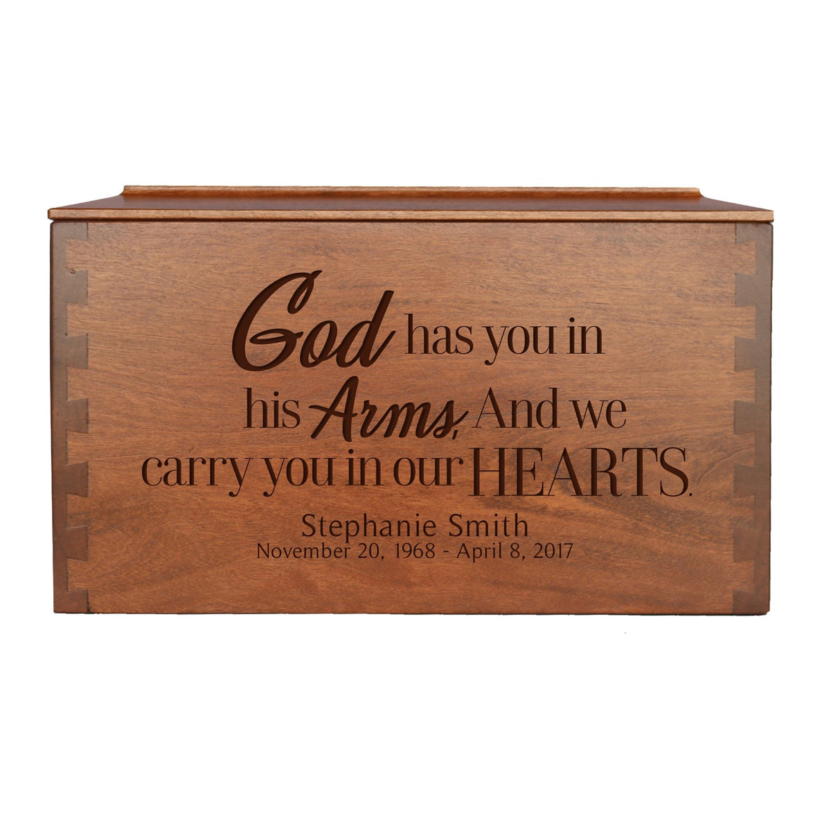Custom Wooden Dovetail Cremation Urn for Human Ashes