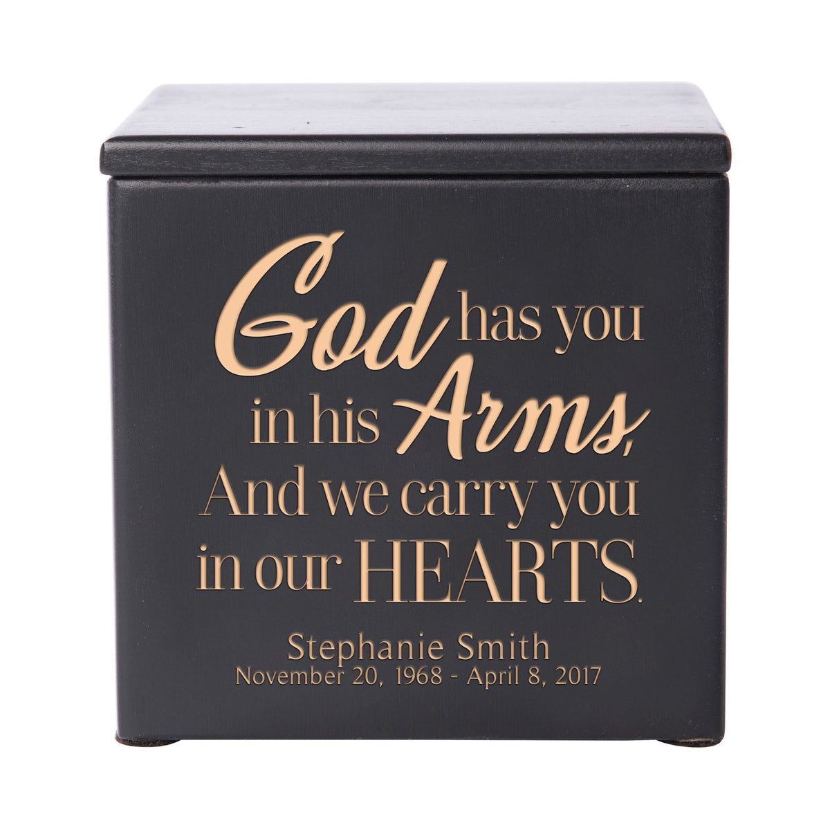 Custom Small Memorial Wooden Cremation Urn Box For Human Ashes