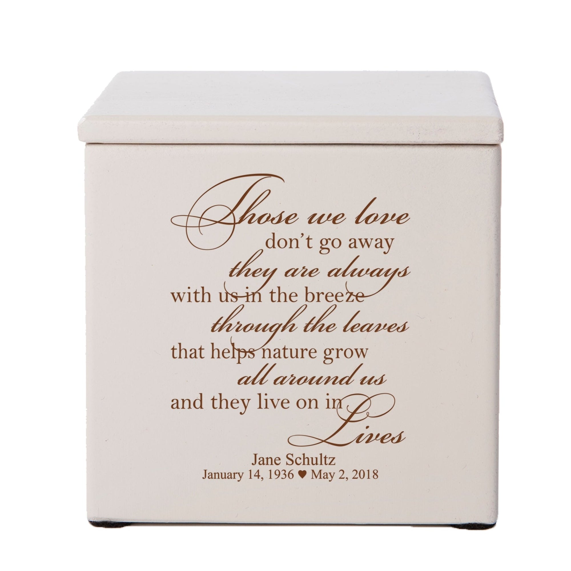 Custom Wooden Cremation Urn for Human Ashes holds 49 cu in Those Who We Love - LifeSong Milestones