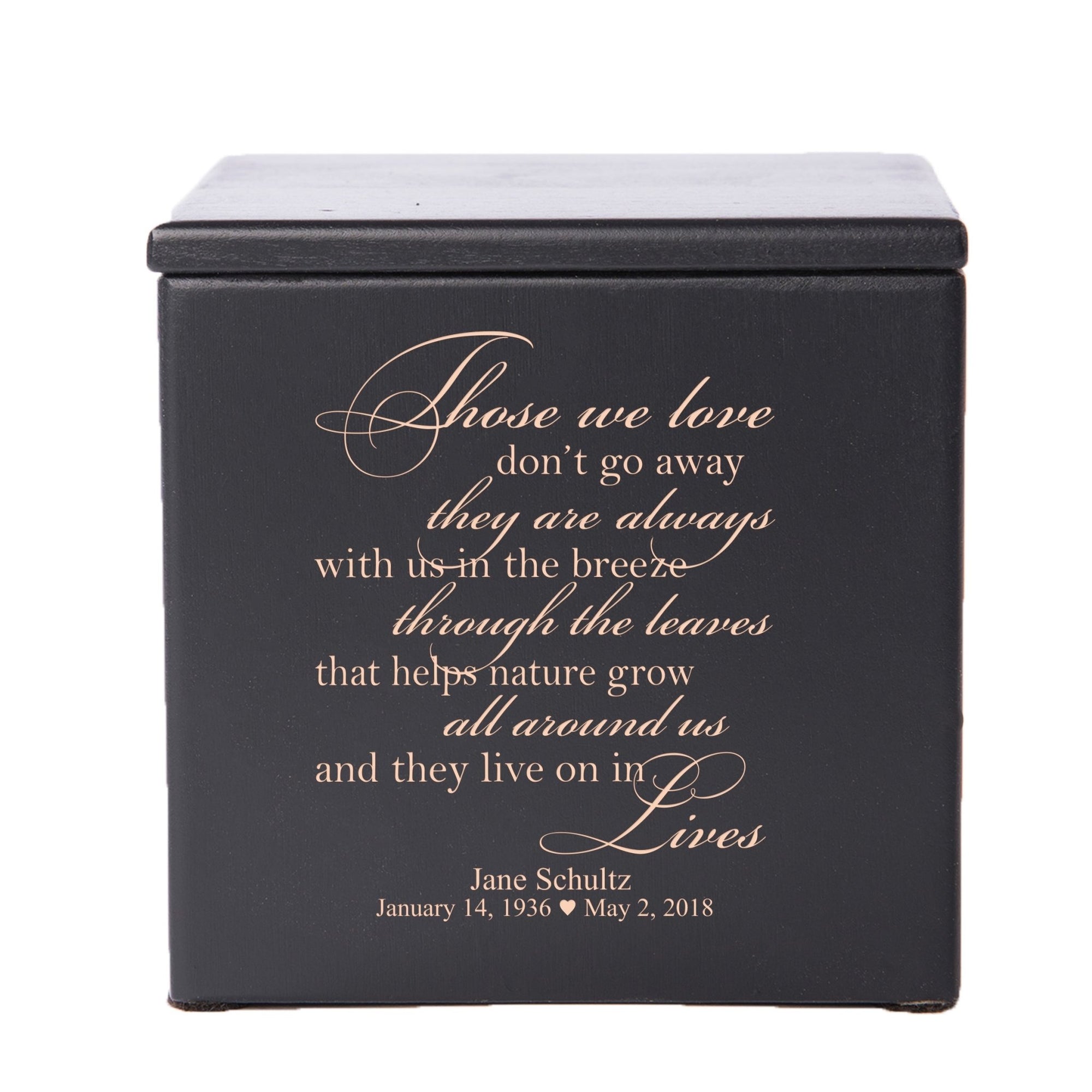 Custom Wooden Cremation Urn for Human Ashes holds 49 cu in Those Who We Love - LifeSong Milestones