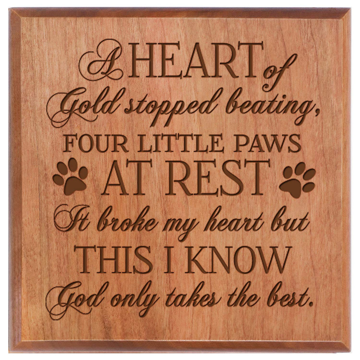 Custom Wooden Cremation Urn for Pet Ashes 5.5 x 5.5 Heart Of Gold - LifeSong Milestones