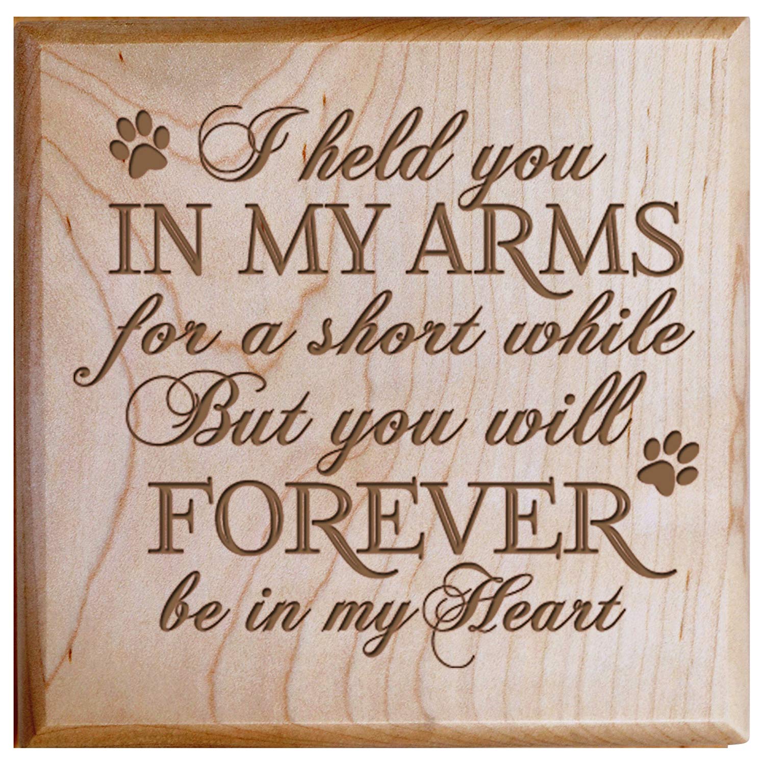 Custom Wooden Cremation Urn for Pet Ashes 5.5 x 5.5 I Held You - LifeSong Milestones