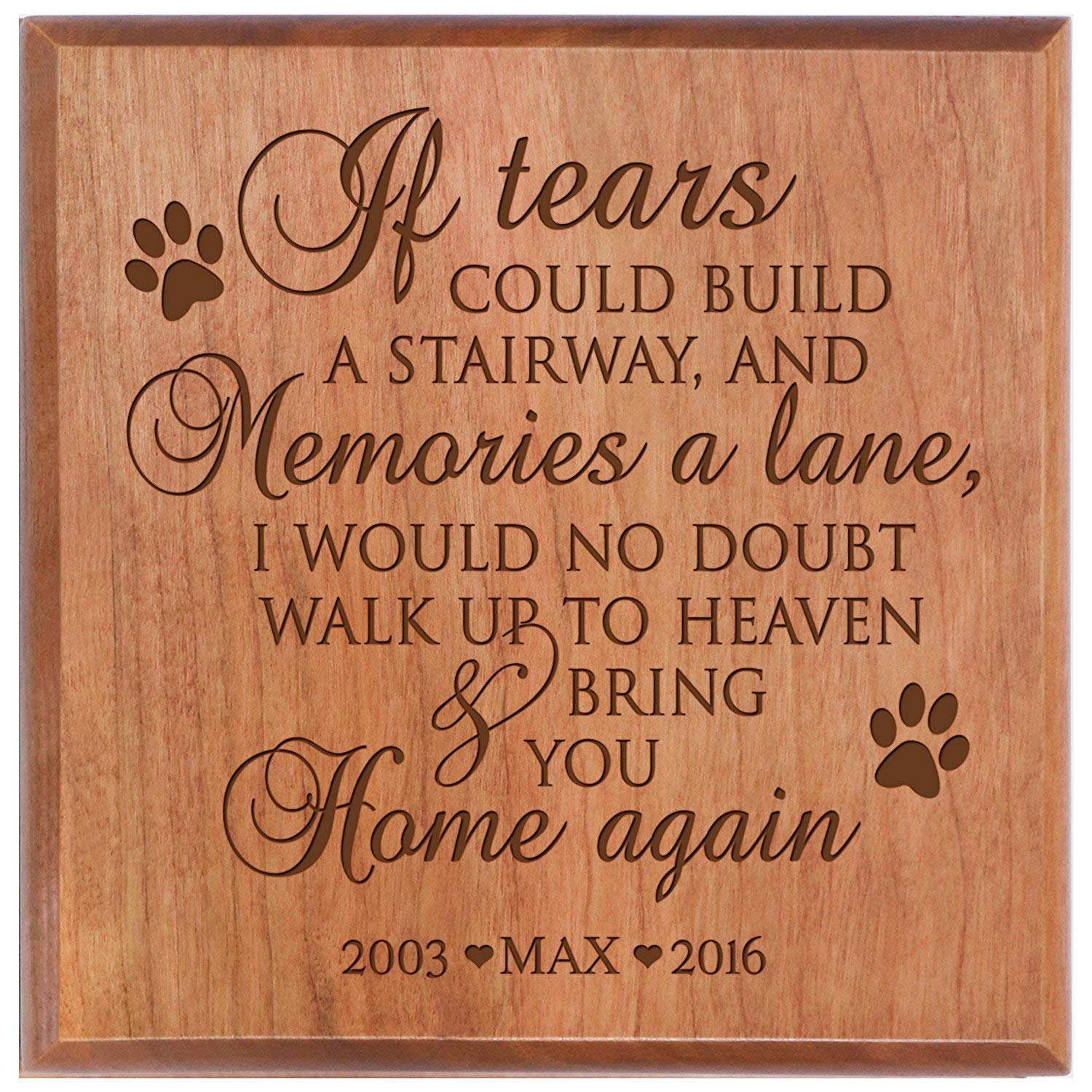 Custom Wooden Cremation Urn for Pet Ashes 5.5 x 5.5 If Tears - LifeSong Milestones