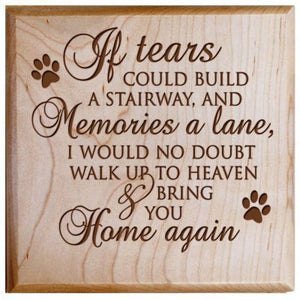 Custom Wooden Cremation Urn for Pet Ashes 5.5 x 5.5 If Tears - LifeSong Milestones