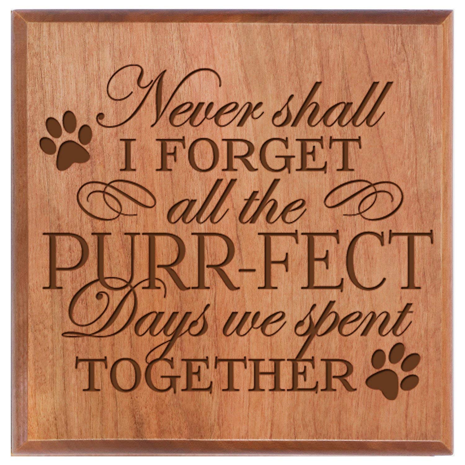 Custom Wooden Cremation Urn for Pet Ashes 5.5 x 5.5 Never Shall - LifeSong Milestones