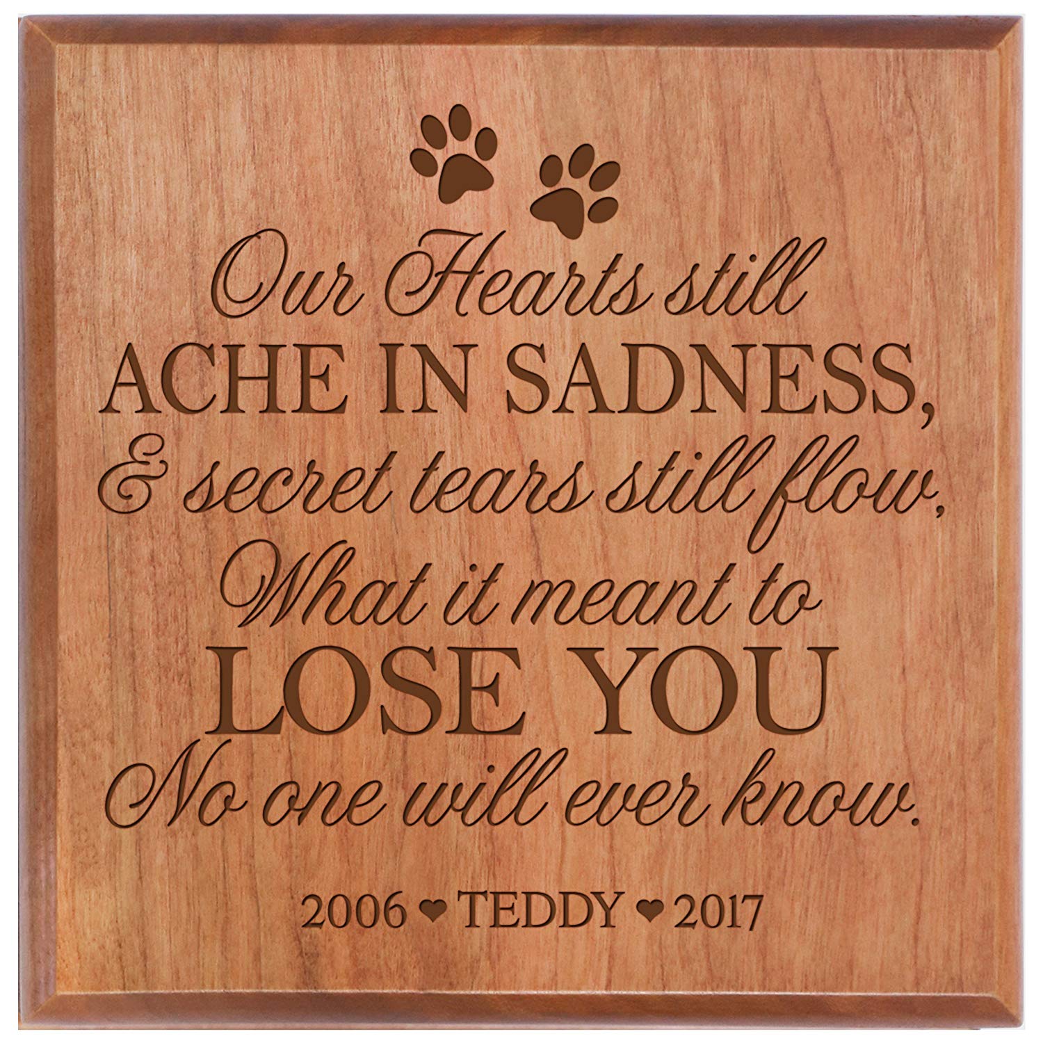 Custom Wooden Cremation Urn for Pet Ashes 5.5 x 5.5 Our Hearts - LifeSong Milestones