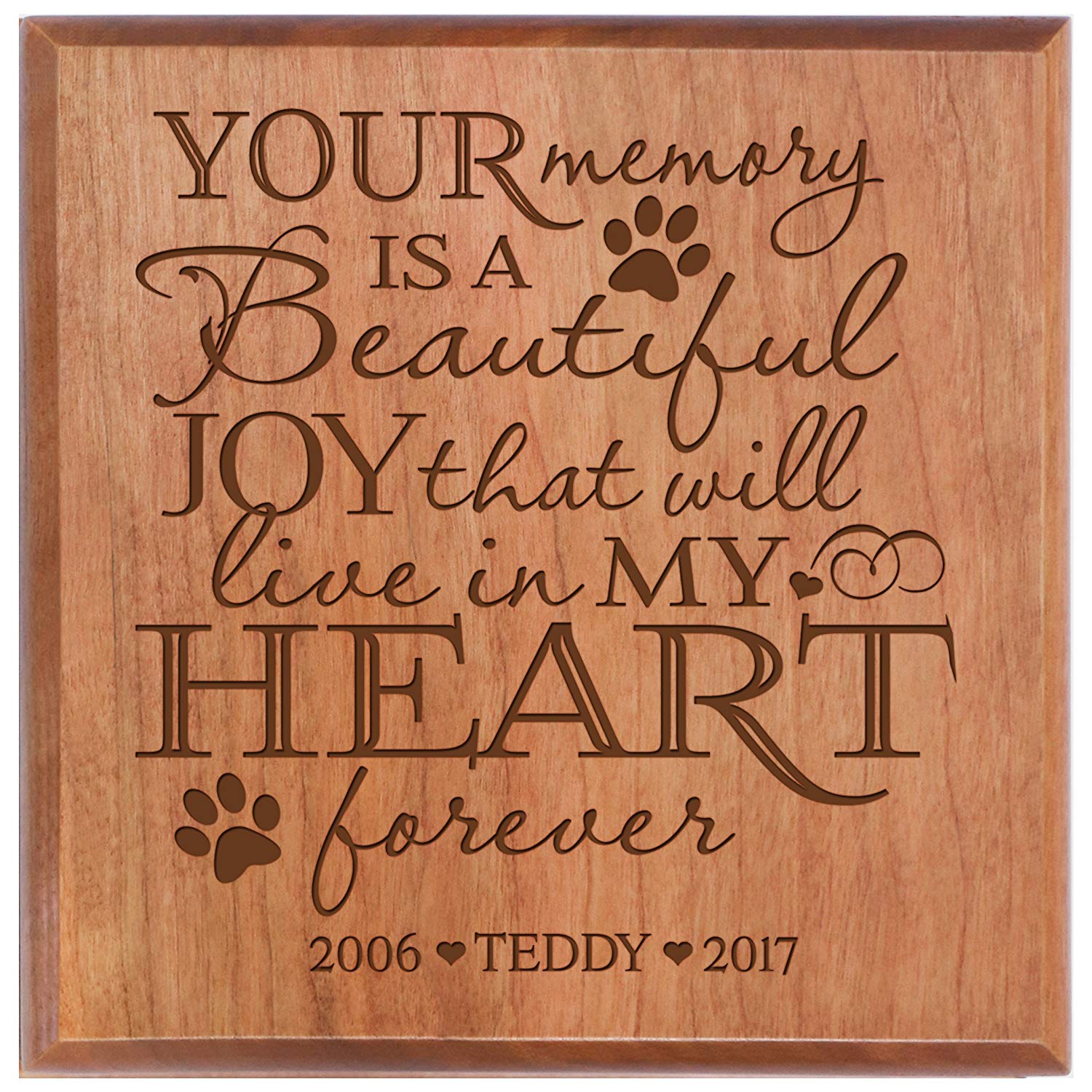 Custom Wooden Cremation Urn for Pet Ashes 5.5 x 5.5 Your Memory - LifeSong Milestones