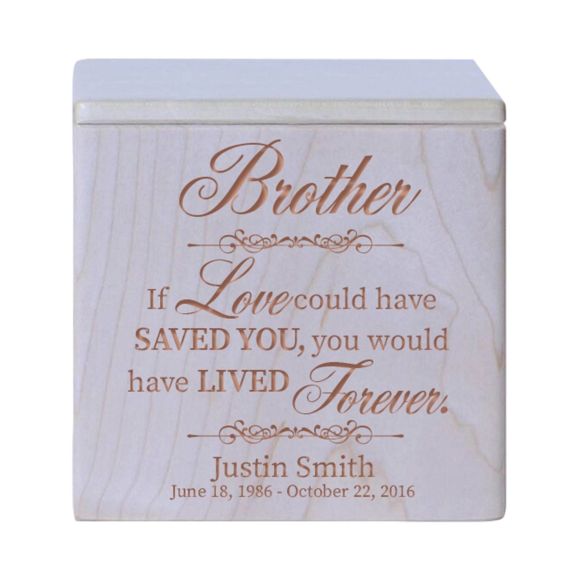 Custom Wooden Cremation Urn Keepsake For Human Ashes holds 49 cu in Brother, If Love Could Have - LifeSong Milestones