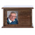 Custom Wooden Cremation Urn with Picture Frame holds 4x5 photo Be Strong And Courageous (Walnut) - LifeSong Milestones