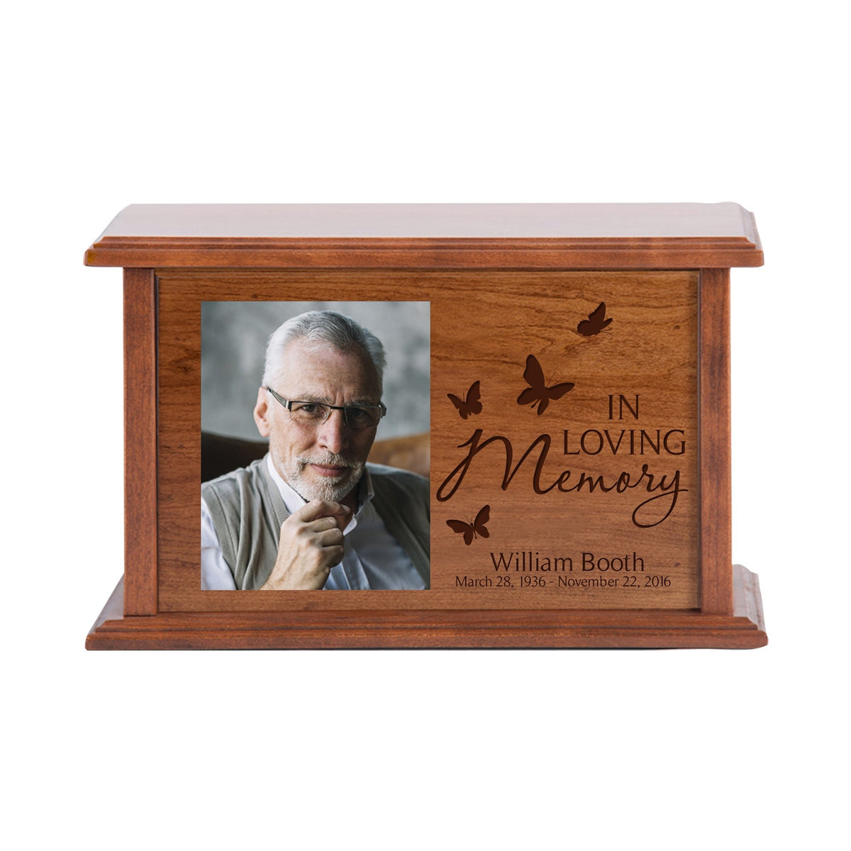 Personalized Wooden Photo Cremation Urn Box Memorial Gift