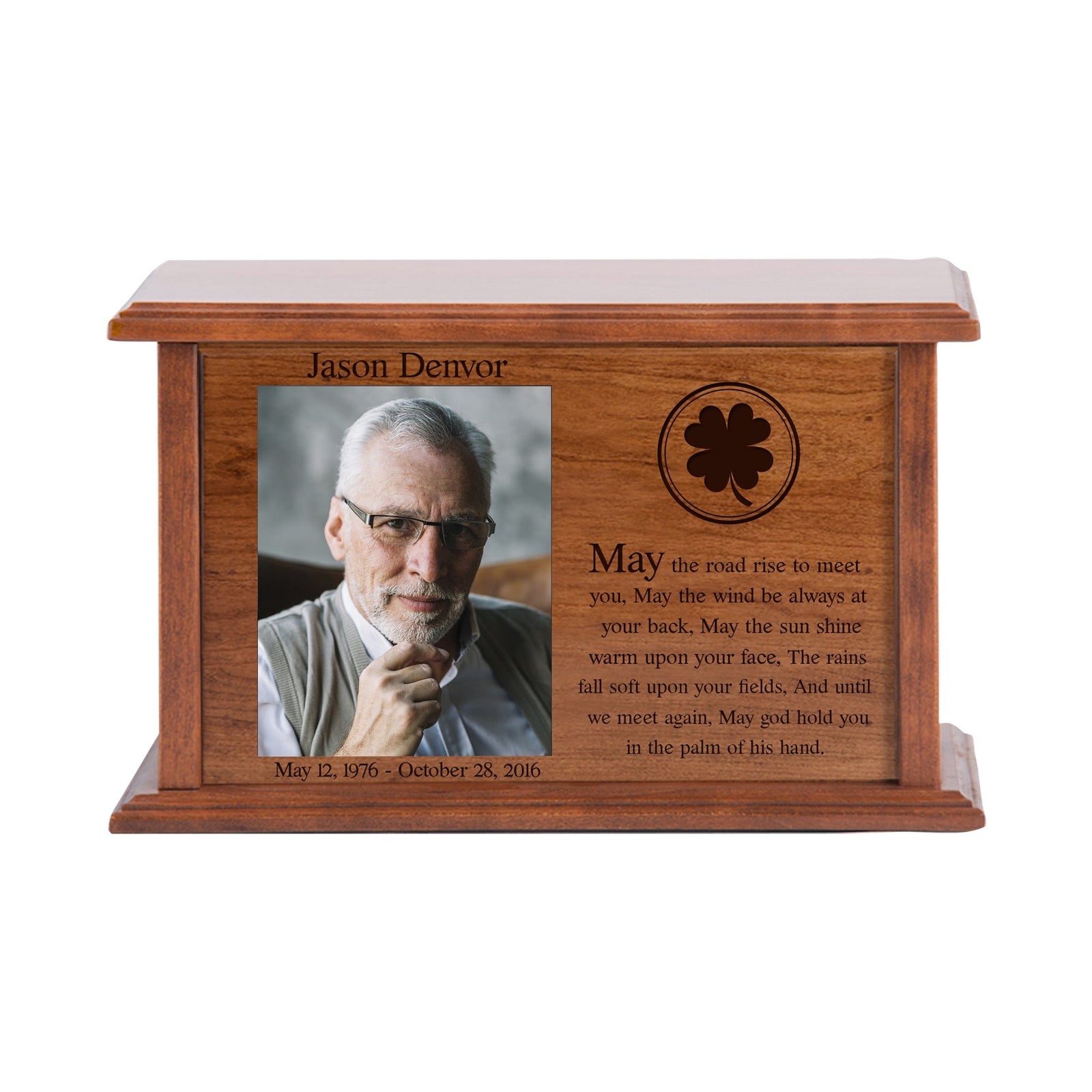 Personalized Funeral Engraved Photo Cremation Urn Box Sympathy Gift