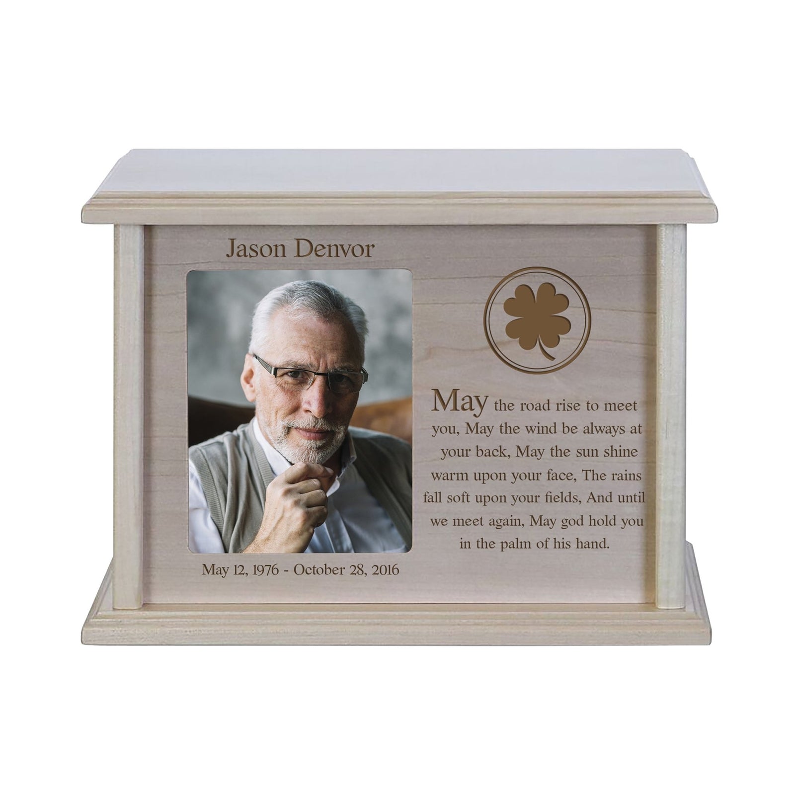 Unique cremation urn box for human ashes