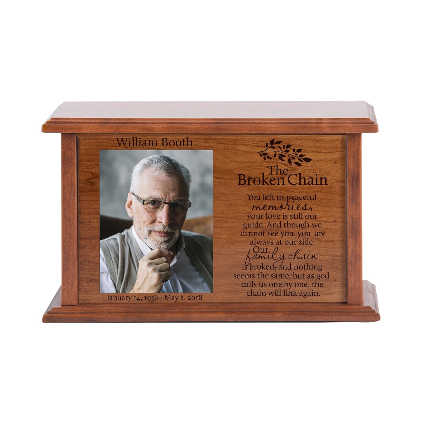 Personalized Memorial Photo Cremation Keepsake Urn Box Sympathy Gift