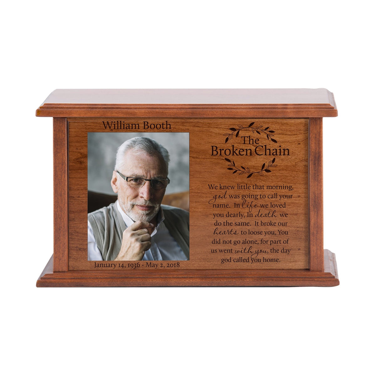 Custom Memorial Engraved Photo Cremation Urn Box Sympathy Gift