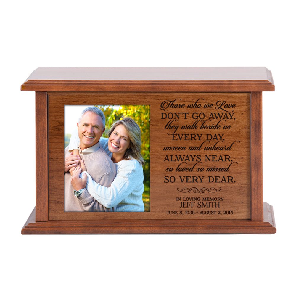 Custom Wooden Cremation Urn with Picture Frame holds 4x5 photo Those Who We Love (Poems) - LifeSong Milestones