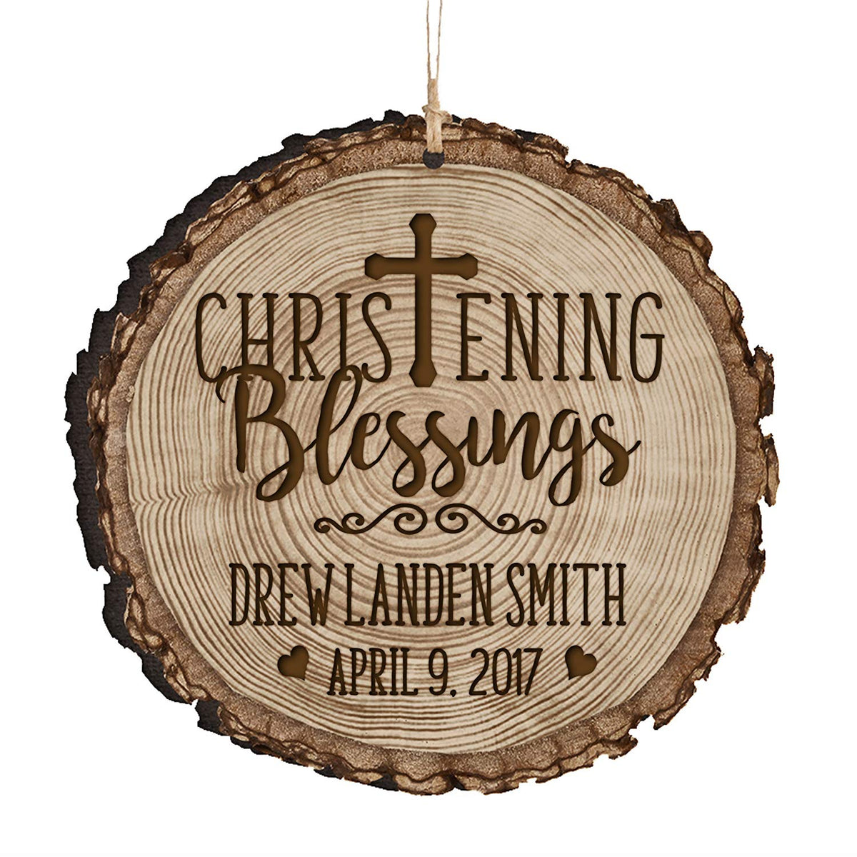 Custom Wooden Hanging Baptism Ornament - LifeSong Milestones