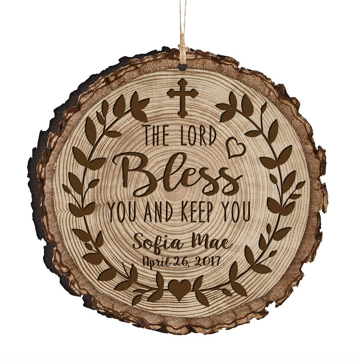 Custom Wooden Hanging Baptism Ornament - LifeSong Milestones