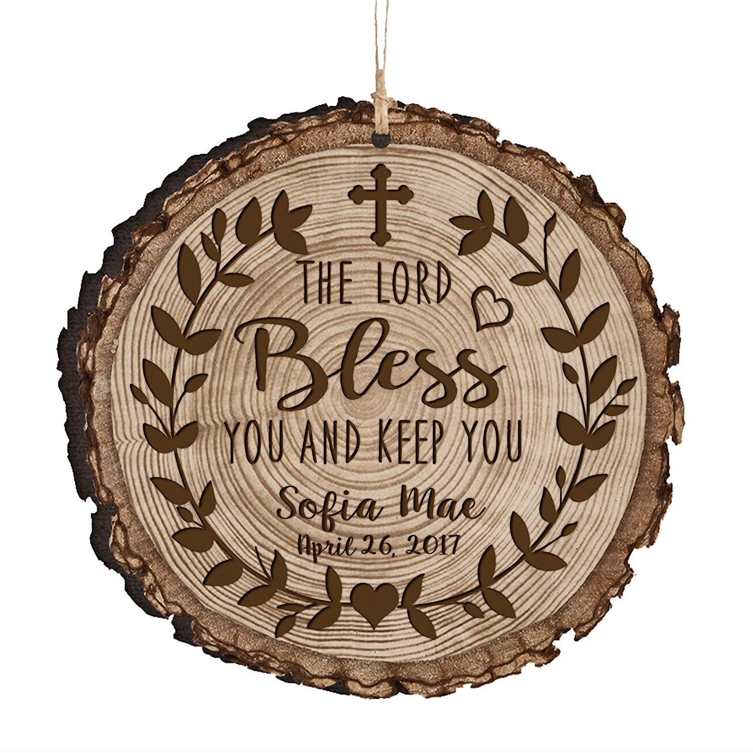 Custom Wooden Hanging Baptism Ornament - LifeSong Milestones