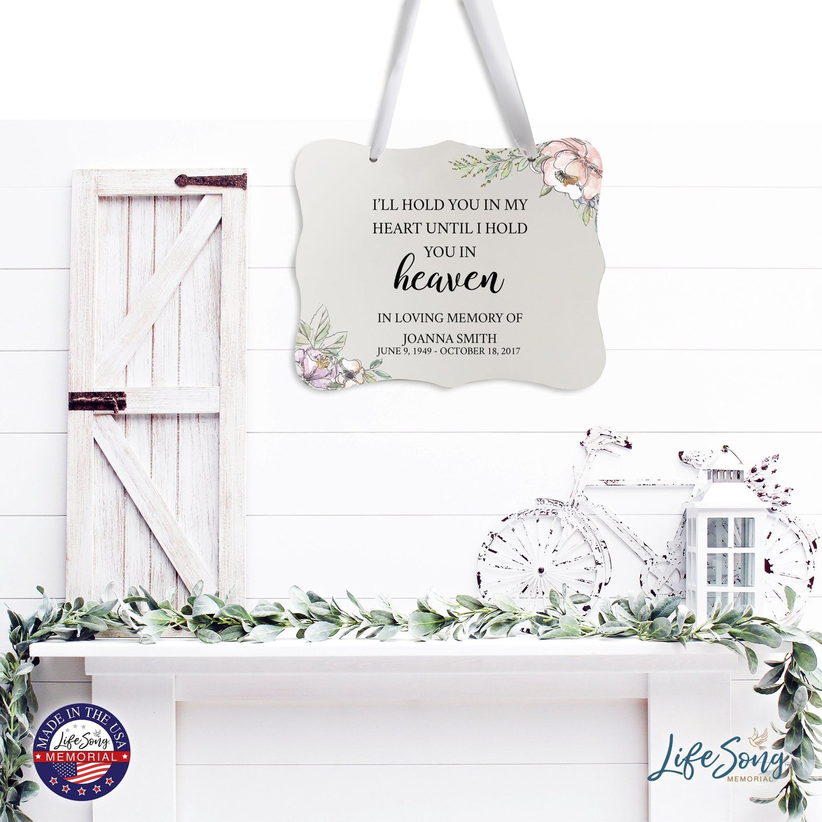 Custom Wooden Memorial 6x8 Ribbon Wall Sign Hanging Decor for Loss of Loved One I'll Hold You - LifeSong Milestones