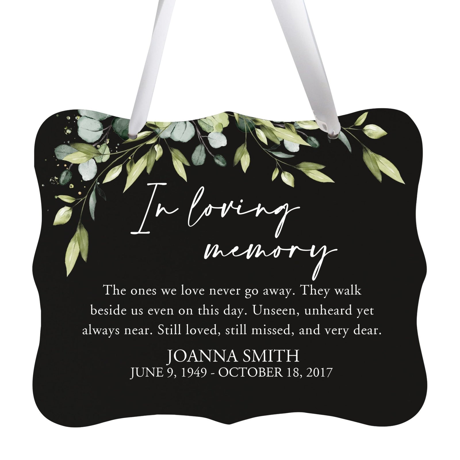 Custom Wooden Memorial 6x8 Ribbon Wall Sign Hanging Decor for Loss of Loved One In Loving Memory (Black) - LifeSong Milestones