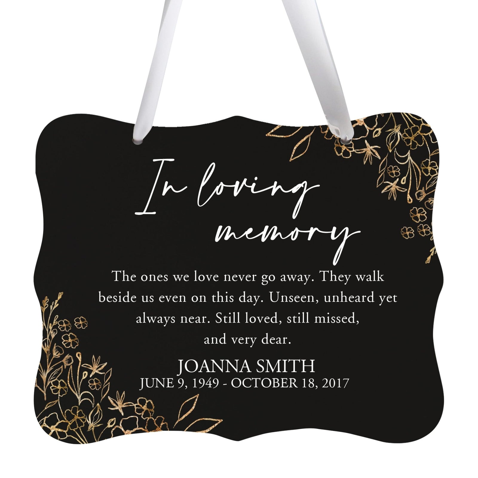 Custom Wooden Memorial 6x8 Ribbon Wall Sign Hanging Decor for Loss of Loved One In Loving Memory (Black) - LifeSong Milestones