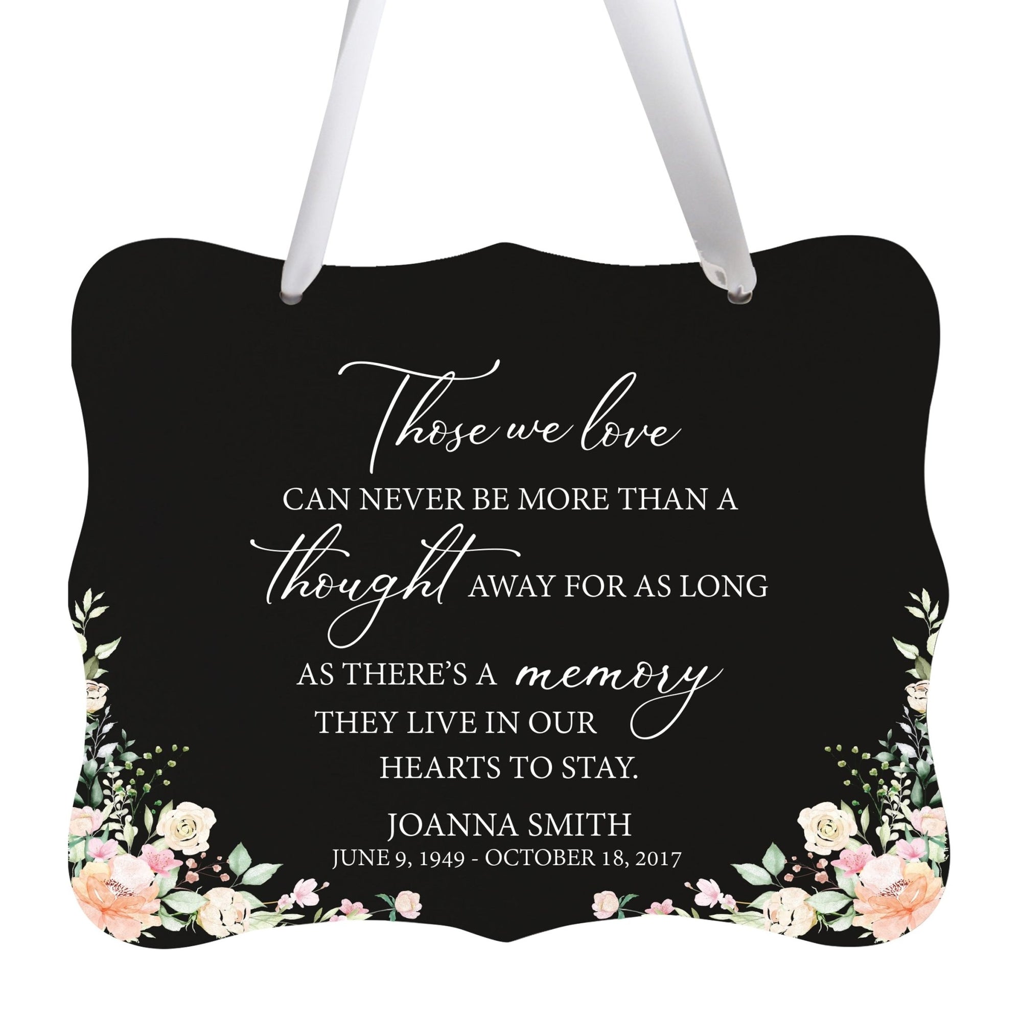 Custom Wooden Memorial 6x8 Ribbon Wall Sign Hanging Decor for Loss of Loved One Those We Love (Black) - LifeSong Milestones