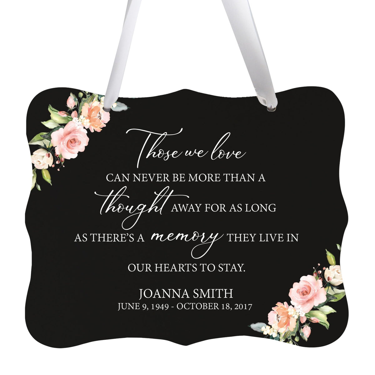 Custom Wooden Memorial 6x8 Ribbon Wall Sign Hanging Decor for Loss of Loved One Those We Love (Black) - LifeSong Milestones