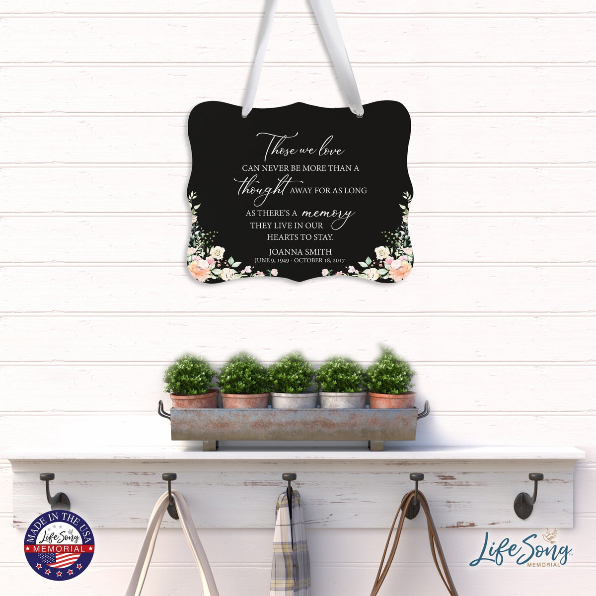 Custom Wooden Memorial 6x8 Ribbon Wall Sign Hanging Decor for Loss of Loved One Those We Love (Black) - LifeSong Milestones