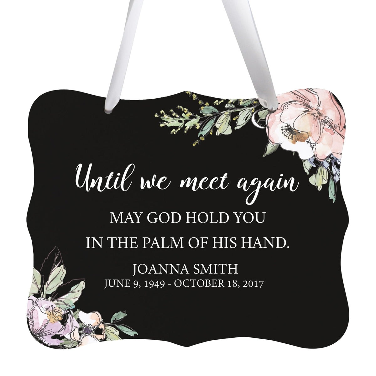 Custom Wooden Memorial 6x8 Ribbon Wall Sign Hanging Decor for Loss of Loved One Until We Meet Again - LifeSong Milestones