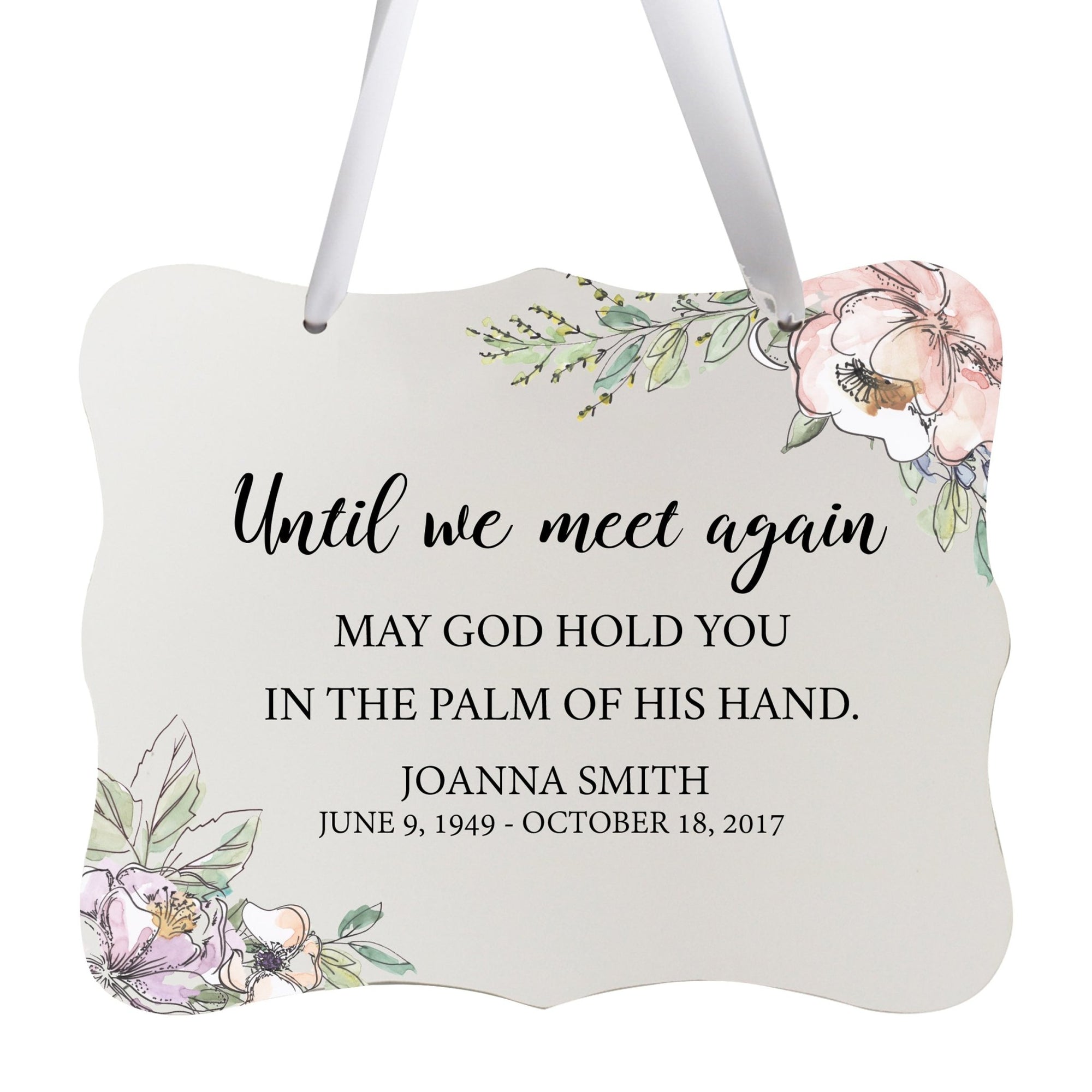 Custom Wooden Memorial 6x8 Ribbon Wall Sign Hanging Decor for Loss of Loved One Until We Meet Again - LifeSong Milestones