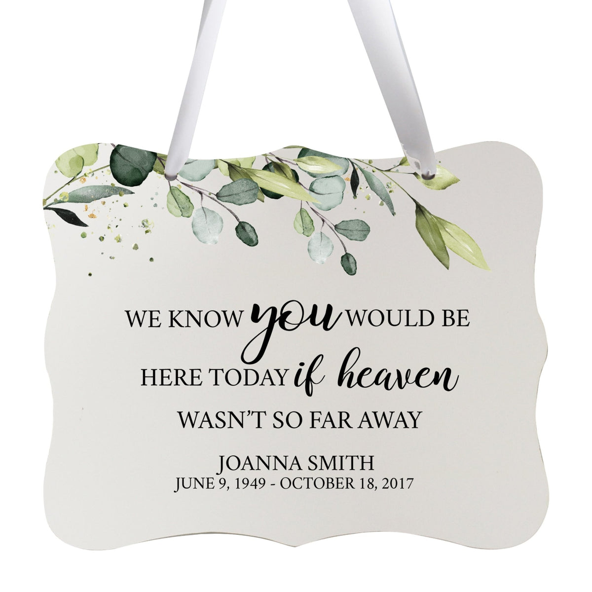 Custom Wooden Memorial 6x8 Ribbon Wall Sign Hanging Decor for Loss of Loved One We Know You - LifeSong Milestones