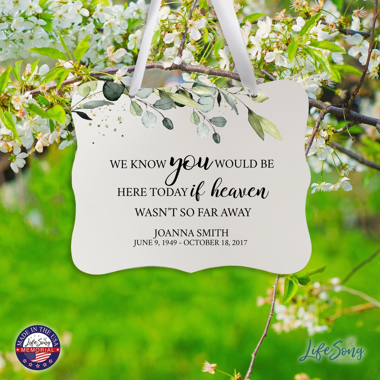 Custom Wooden Memorial 6x8 Ribbon Wall Sign Hanging Decor for Loss of Loved One We Know You - LifeSong Milestones