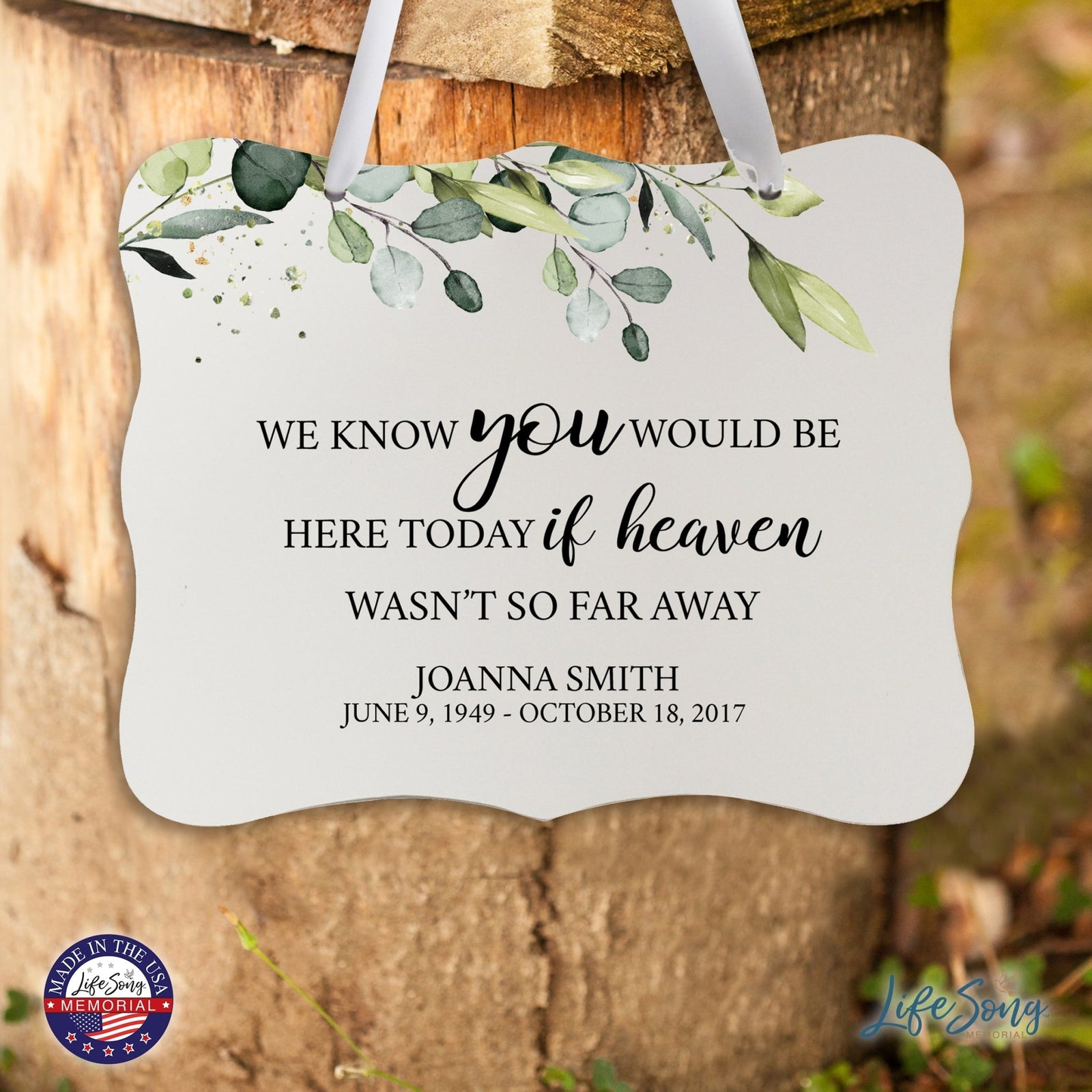 Custom Wooden Memorial 6x8 Ribbon Wall Sign Hanging Decor for Loss of Loved One We Know You - LifeSong Milestones