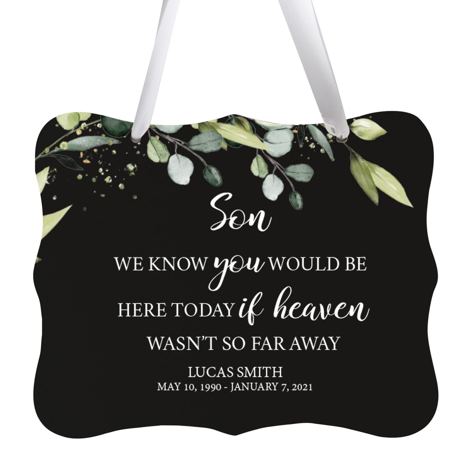 Custom Wooden Memorial 6x8 Ribbon Wall Sign Hanging Decor for Loss of Loved One We Know You (Black) - LifeSong Milestones