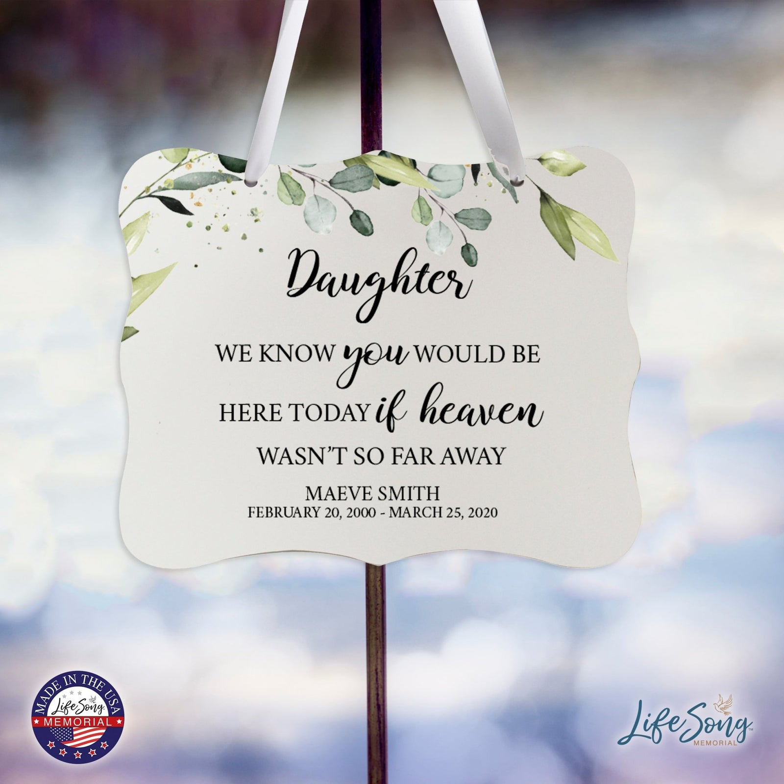 Custom Wooden Memorial 6x8 Ribbon Wall Sign Hanging Decor for Loss of Loved One We Know You (White) - LifeSong Milestones