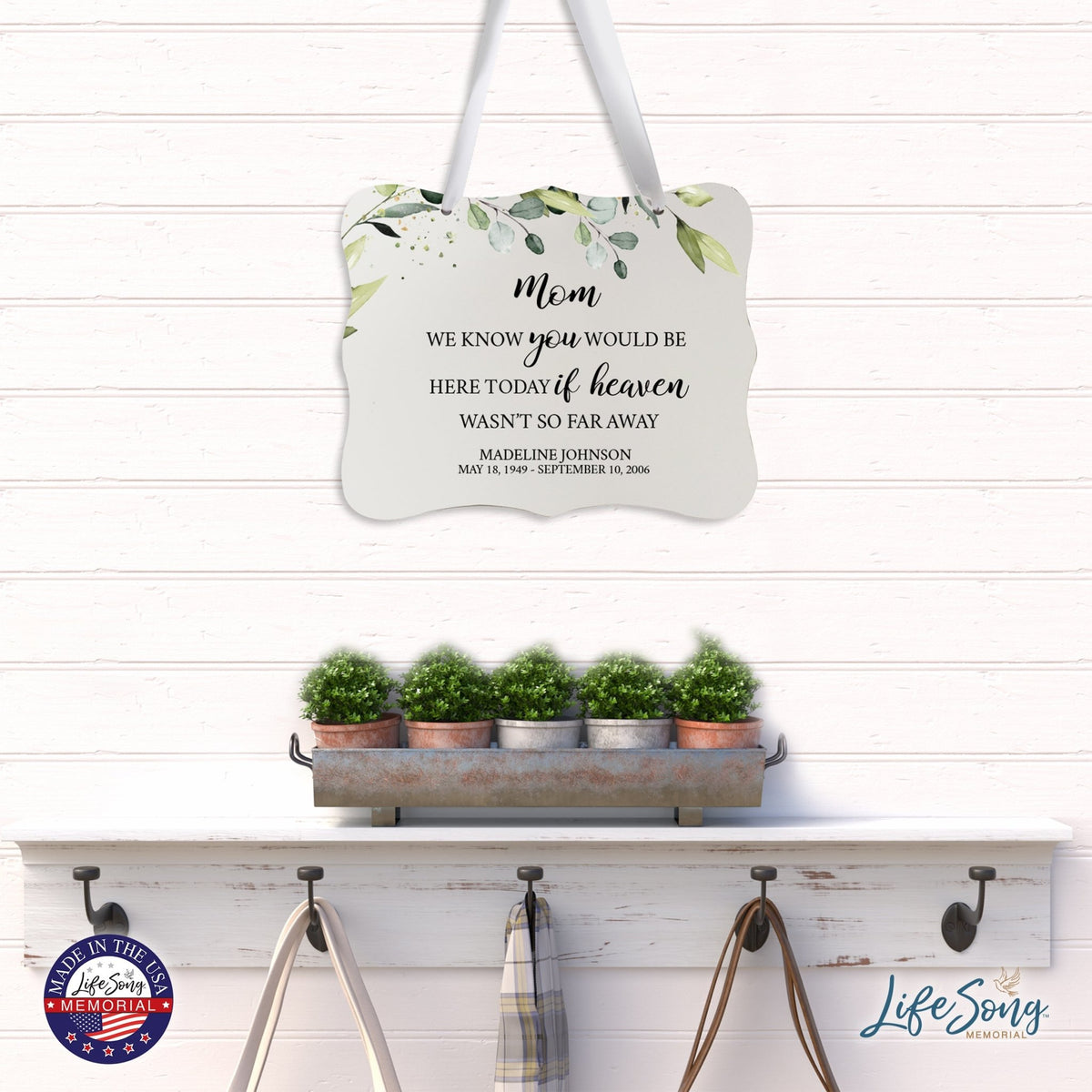 Custom Wooden Memorial 6x8 Ribbon Wall Sign Hanging Decor for Loss of Loved One We Know You (White) - LifeSong Milestones